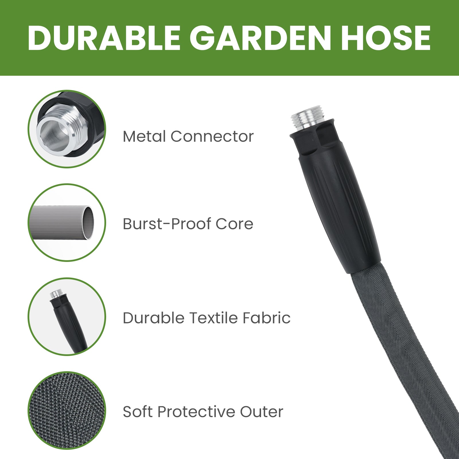 LINEX Lightweight Garden Hose 25 ft Ultra Flexible, Kink-Free for Outdoor Water Hose Non-Expanding, Burst-Resistant, Heavy Duty RV Hose 5/8 inch