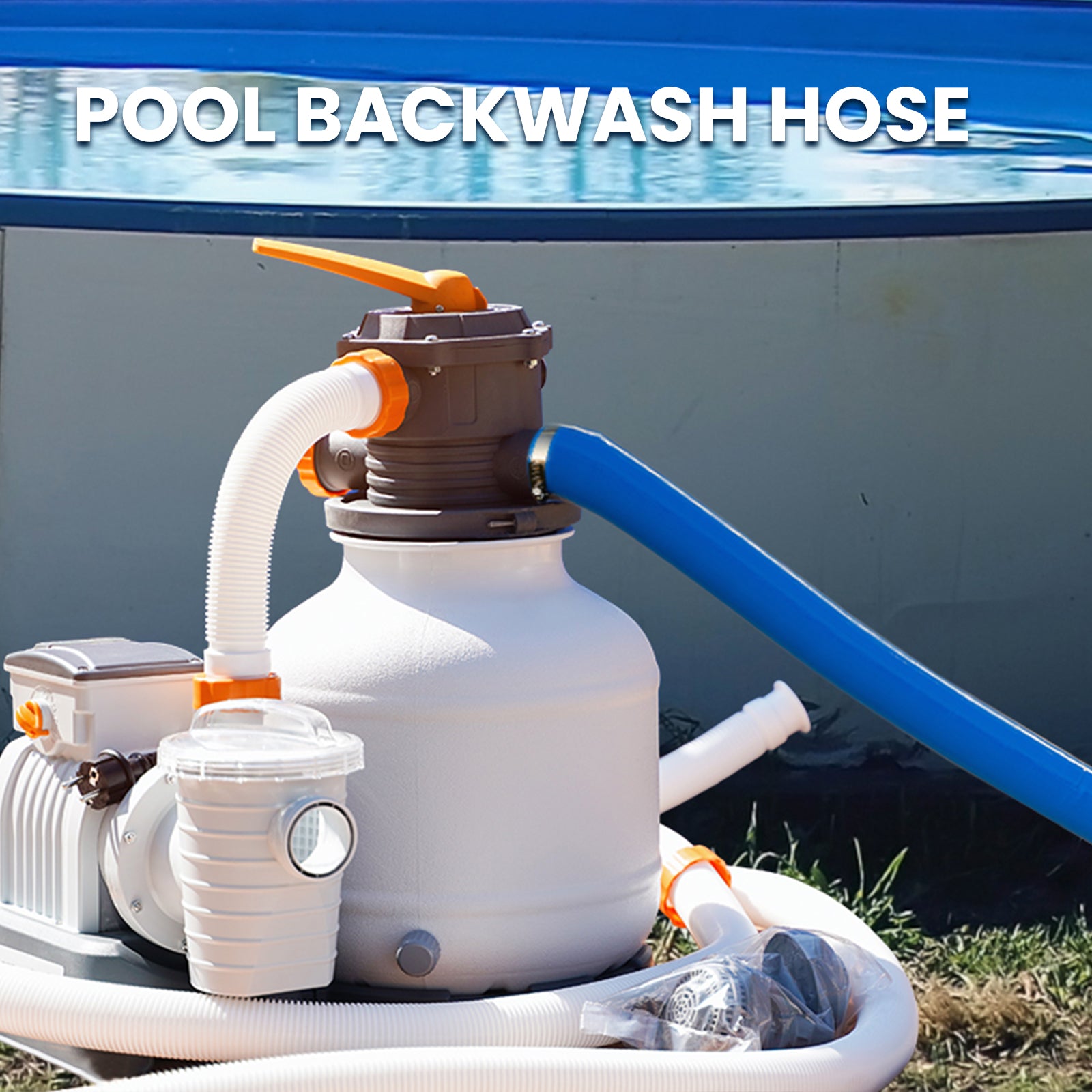 Pool Backwash Hose - Heavy Duty Burst Resistant PVC Pump Hose for Inground Pools, Sump Pump Discharge & Filter Drainage，with Clamp Blue