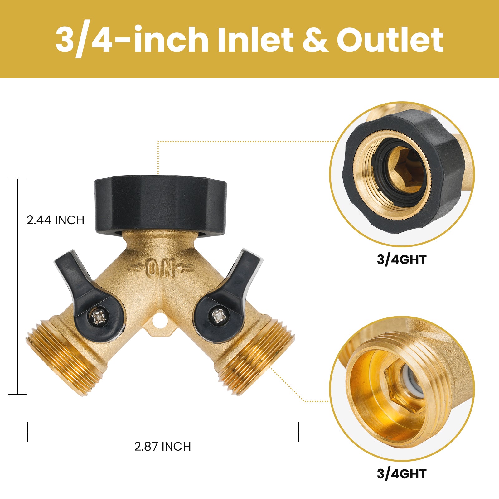 Orifice Adapter LINEX Garden Hose Splitter 2-Way/4Way, Heavy Duty Brass Y-Valve Connec ...
