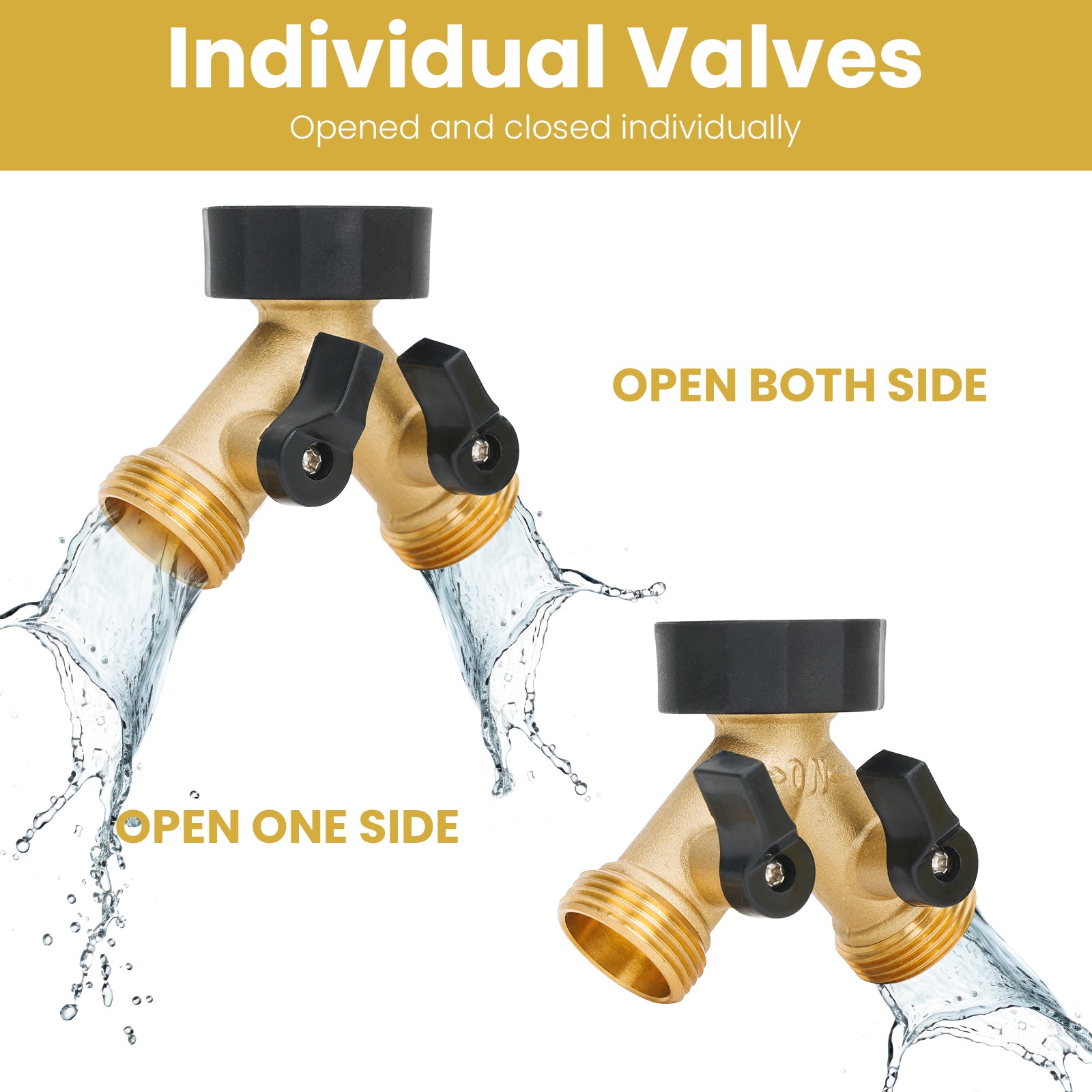 Orifice Adapter LINEX Garden Hose Splitter 2-Way/4Way, Heavy Duty Brass Y-Valve Connec ...