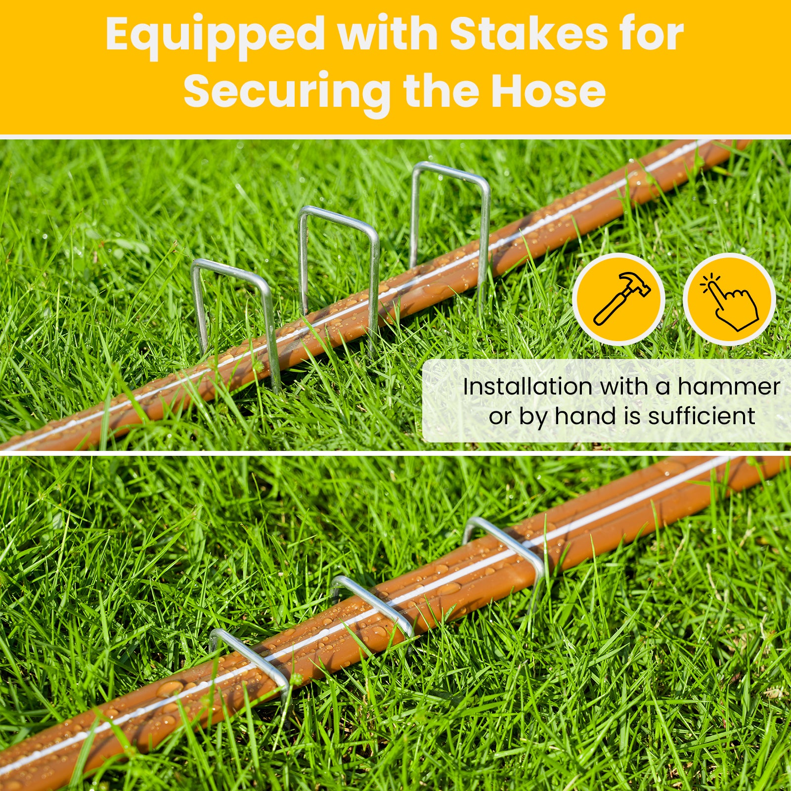 LINEX Sprinkler Hose, Watering Hose with Holes, High-Efficiency Sprinklers System for Garden and Lawn with Staples