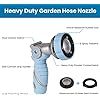 Garden Hose Nozzle Heavy Duty Water Nozzle with Thumb Control On Off Valve, 6 Adjustable Spray Watering Patterns Comfortable Ergonomic Handle for Watering Plants, Washing Car, Cleaning