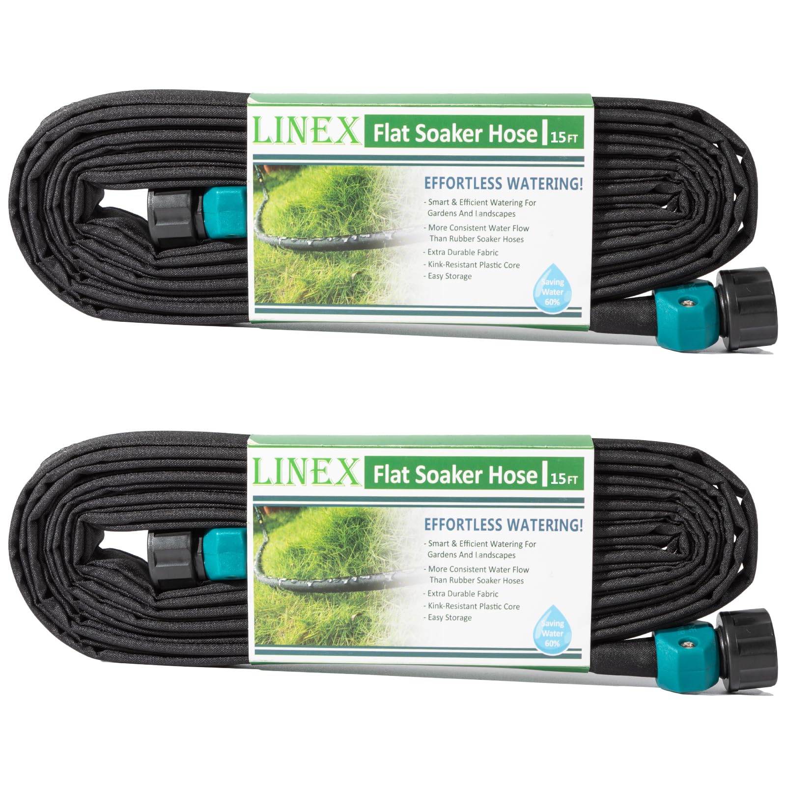 LINEX Garden Flat Soaker Hose  for Garden Beds Drip Irriagtion Hoses Heavy Duty Save Water 80%