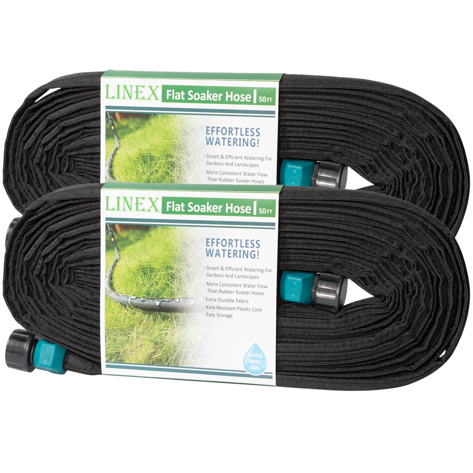 LINEX Garden Flat Soaker Hose  for Garden Beds Drip Irriagtion Hoses Heavy Duty Save Water 80%