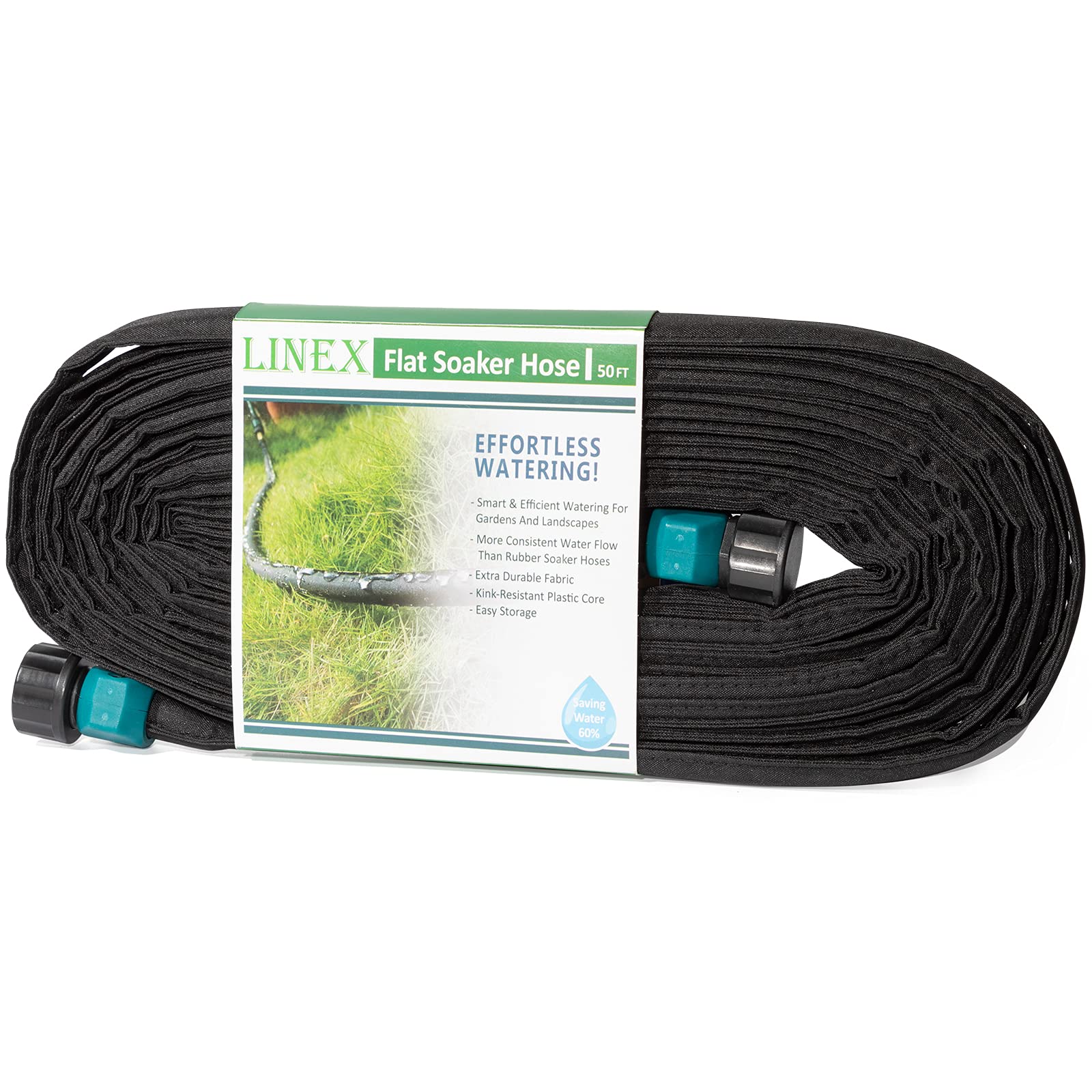 LINEX Garden Flat Soaker Hose  for Garden Beds Drip Irriagtion Hoses Heavy Duty Save Water 80%