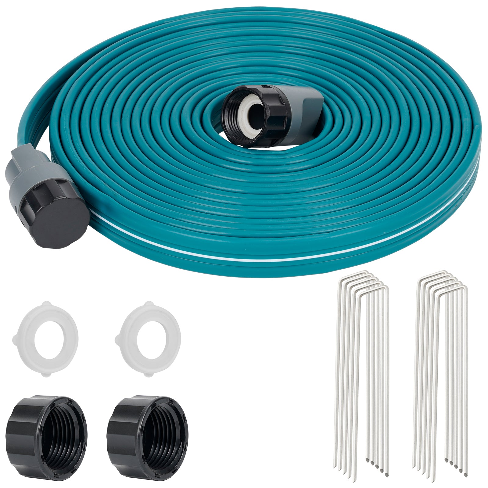 LINEX Sprinkler Soaker Hose for Garden Lawn Watering Hose with Hose Stakes