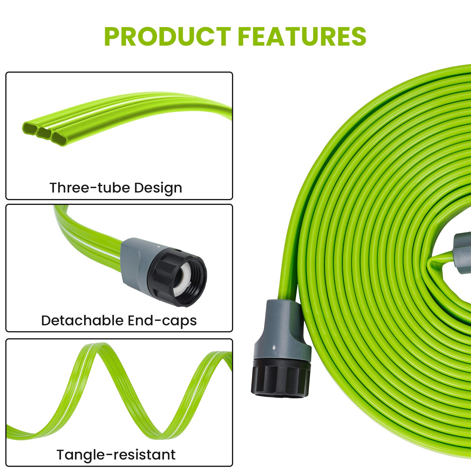 KOBAZ Sprinkler Soaker Hose with Holes, Garden Watering Hose with Stakes, Drip Hose Sprinkler, Efficient Saving Water for Lawn Garden and Yard, Leakproof