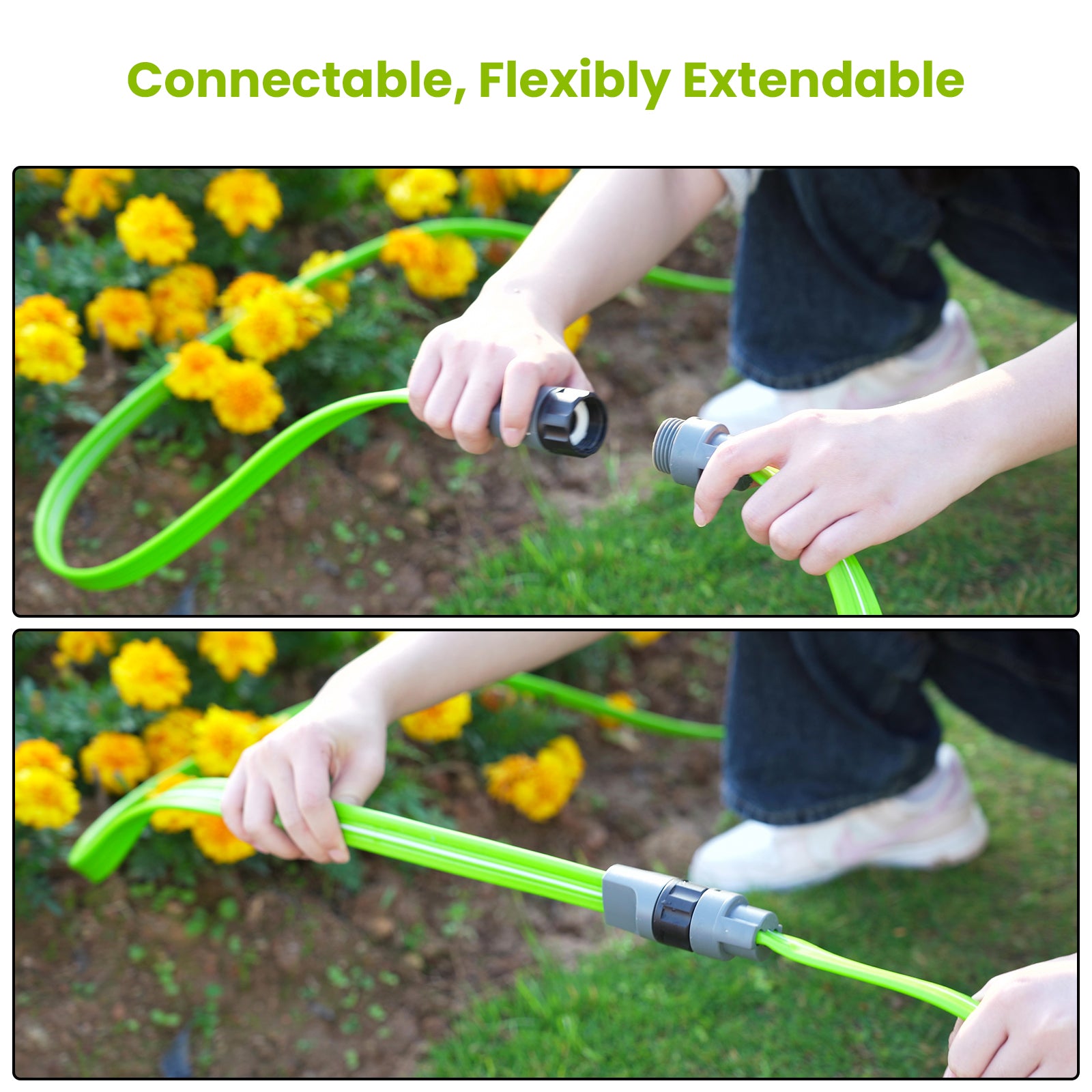 KOBAZ Sprinkler Soaker Hose with Holes, Garden Watering Hose with Stakes, Drip Hose Sprinkler, Efficient Saving Water for Lawn Garden and Yard, Leakproof